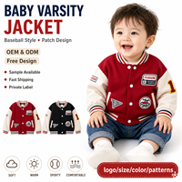 Chaqueta Varsity para Bebés al por Mayor, Diseño con Parches, Estilo Béisbol, Ropa Exterior para Niños, Abrigo para Niños Pequeños