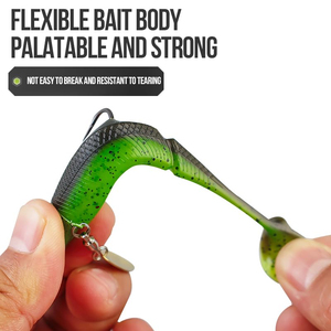 Señuelo de Pesca de 20g, Tipo Minnow Negro, Articulado, con Cola de Paleta, de Plástico Suave, con Cabeza de Jig - Product Image 4