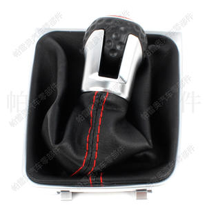 Pomo de palanca de cambios de cuero con costuras rojas ergonómico para Volkswagen Golf 7, transmisión manual de 5 velocidades - Product Image 1