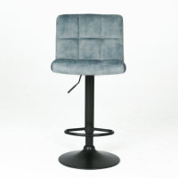 Tabouret de bar pivotant moderne européen nordique en tissu avec pieds en métal noir pour la maison, le bureau et l'hôtel