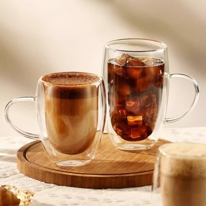 Tasse en verre à <span class=keywords><strong>double</strong></span> <span class=keywords><strong>paroi</strong></span> résistante aux hautes températures avec poignée, tasse à thé de bureau et domestique, tasse à café au lait isolée à <span class=keywords><strong>double</strong></span> couche - Product Image 4