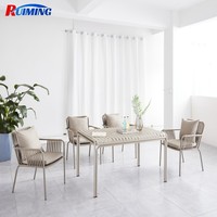 Juego de Mesa de Comedor de 7 Piezas para Jardín, Mesa de Madera WPC con 6 Sillas para Patio, Muebles para Banquetes