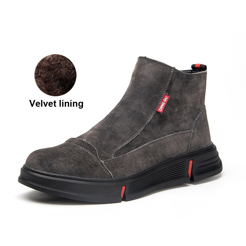 Gris-Chaussures en coton peluche à semelles de caoutchouc