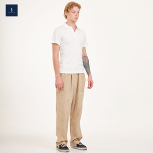 Camiseta de gofres de rizo francés informal de manga corta blanca con estampado liso para hombre, para cuello fresca y seca, diseño de negocios a la moda sostenible - Product Image 4