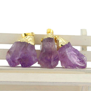 Punta di Quarzo Naturale Grezzo Grande Pietra Grezza Placcata in Platino Design Classico per Ciondolo da Bambino per Gioielli - Product Image 2