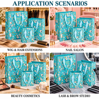 Sacs shopping en carton blanc ivoire imprimés en couleur avec logo personnalisé en feuille d'or et poignées en ruban pour l'emballage de cosmétiques