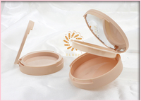 Surligneur rond en plastique double plateaux personnalisé de haute qualité Réglage du maquillage Poudre Boîtier compact