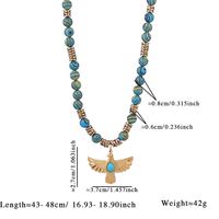 Nouvelle conception bleu Turquoise perles en vrac collier en acier inoxydable aigle pendentif collier en pierre naturelle