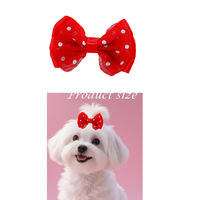 Pince à cheveux pour animaux de compagnie, nœud double couche à pois, style mignon, motif tête de chien, accessoire pour animaux, petite tresse décorative pour toutes les races