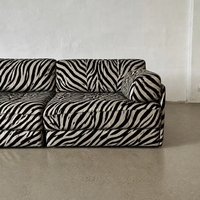 Vente directe usine : Canapé droit rétro trois places, design créatif imprimé zèbre, style antique, pour salon de villa