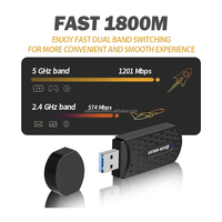 Tarjeta de Red Inalámbrica 2026 Nueva de 1800M, WiFi 6 sin Controladores, Receptor de Red USB 3.0 Gigabit para Computadora, Transmisor AP de Doble Banda 5G