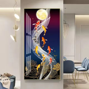 Lienzo de <span class=keywords><strong>pez</strong></span> Koi de lujo, arte de pared, cartel impreso de loto de carpa, pintura de porcelana de cristal, Metal para dormitorio, Hotel, sala de estar, decoración del hogar - Product Image 5