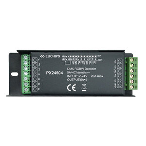 Decodificador DMX512 EUCHIPS 5A de 4 Canales con Voltaje Constante de 12-24VDC para Atenuación RGBW - Product Image 1