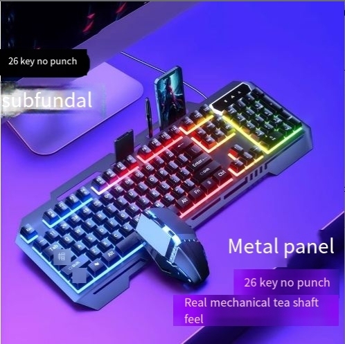 New Hot Search Keywords Mouse Wholesale USB Mechanical Desktop Wired Gaming Keyboard RGB Backlit Aluminum Alloy 7-RGB