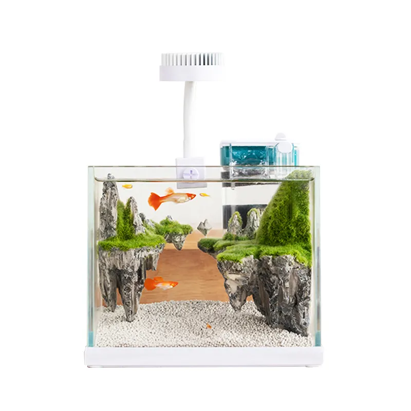 Office small fish tank, desktop small fish tank, glass small aquarium