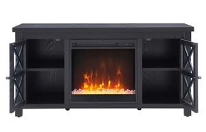 Soporte de TV <span class=keywords><strong>rectangular</strong></span> con <span class=keywords><strong>chimenea</strong></span> de cristal para TV de hasta 55 "en negro, soportes de TV de <span class=keywords><strong>chimenea</strong></span> eléctrica para la sala de estar - Product Image 3