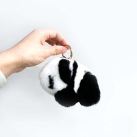 Porte-clés en peluche Panda doux et adorable - Fabriqué en fourrure de lapin Rex 8cm*12cm - Cadeau tendance toutes saisons