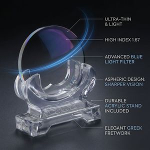 <span class=keywords><strong>Lentilles</strong></span> optiques de prescription Kingway 1.67 Index Ultra Thin Aspheric Two-piece UV420 bloquant la lumière bleue, diamètre 75 mm - Product Image 1