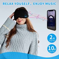 Masque de sommeil avec écouteurs à dents bleues, bandeau mains libres de voyage lavable, haut-parleurs latéraux et Microphone intégrés