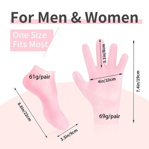 Ensemble de chaussettes en silicone pour gants hydratants, chaussettes antidérapantes en gel doux pour spa, adoucissant la peau sèche et craquelée des pieds - Product Image 5