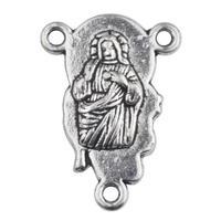 Pièce centrale en alliage de Jésus pour la fabrication de chapelet catholique 22mm pièce maîtresse en argent ancien 3 trous