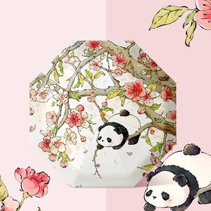 Nhà máy tùy chỉnh phong cách Trung Quốc món quà ô với Vàng Đứng cong xử lý gấu trúc leo cây thiết kế điều khiển bằng tay - Product Image 2