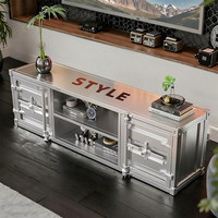 Meuble TV en fer de style industriel avec rangement pour salon, table basse et mur de fond TV, origine Fujian