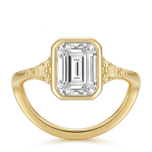 <b>Men</b>’s <b>Emerald</b> Cut Lab Grown Diamond <b>Ring</b> in Gold Plated Brass Light Luxury Jewelry - Product Image 1