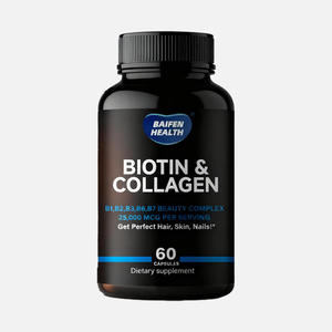 Capsules de croissance capillaire OEM pour adultes à la biotine et au collagène 2500mcg, complément vitaminique, soutien immunitaire, 60 capsules/flacon - Product Image 1