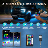 Kit d'éclairage LED RGBW 120 LED pour dessous de caisse tout-terrain, étanche IP68, multicolore, 12V, avec télécommande via application