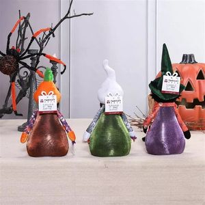Elegante Adorno de Mesa para Fiesta de Halloween con Muñecas Colgantes Iluminadas en Blanco y Negro - Product Image 5