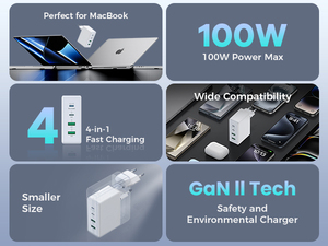 Chargeur HNT 140W à charge rapide GaN 100W Type C Chargeur PD QC3.0 Adaptateur de téléphone portable 2A2C pour <span class=keywords><strong>iPhone</strong></span> <span class=keywords><strong>Huawei</strong></span> Samsung iPad Tablette - Product Image 3