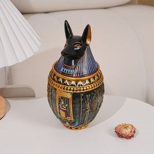 Urna Conmemorativa para Mascotas Hecha a Mano con Resina, con Diseño de la Mitología Egipcia Antigua, para Perros y Gatos, Estatua del Dios Anubis, Recipiente para Cenizas - Product Image 1