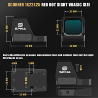 SPINA OPTICS 1X Red Dot Sight, alliage d'aluminium, Scorner 1X22X25, viseur réflexe étanche pour une bonne vision, chasse