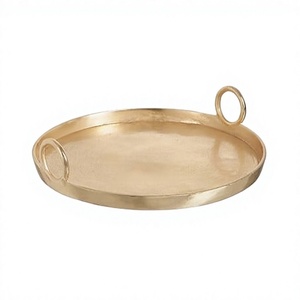 Plateau de service en aluminium de qualité supérieure, forme ronde, couleur or, pour chocolats, accessoires pour hôtellerie - Product Image 1