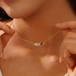 Nuova Tendenza Collana Personalizzata a Forma di Baccello con Pietra Portafortuna per Regalo di Compleanno Familiare per <span class=keywords><strong>Madri</strong></span> dalla Collezione di Ciondoli alla Moda - Product Image 5