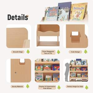 Étagère en bois pour enfants pour <span class=keywords><strong>la</strong></span> décoration de <span class=keywords><strong>la</strong></span> maison organisateur de stockage pour pépinière salle de jeux chambre maternelle armoire à livres - Product Image 3