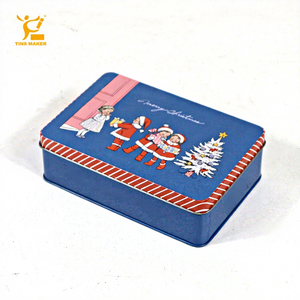 Tinsmaker Fabrik Maßgefertigte Bedruckte Rechteckige Blaue Metall-Keksdosen mit Deckeln Luxuriöse Weihnachtsgeschenk-Blechdosen Verpackung - Product Image 1
