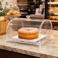 Boîte de présentation carrée en acrylique transparente pour gâteaux et pâtisseries, avec couvercle et base, personnalisable avec logo OEM