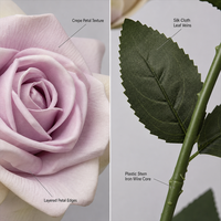 Rose artificielle Joho Real Touch, rose unique colorée, tige de rose, Halloween, Saint-Valentin, vente en gros de roses en usine