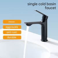 Grifo de Lavabo Moderno de Aleación de Zinc con Acabado Negro Mate, de un Solo Grifo, para Proyectos de Hoteles y Casas de Alquiler