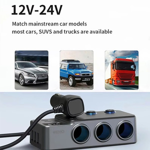 Car <strong>Cigarette</strong> <strong>Lighter</strong> Splitter 3-<strong>Socket</strong> Fast Charger Adapter Type-C PD35W USB Charging Ports 12V-24V <strong>Plug</strong> Outlet LED Voltmeter - Product Image 6