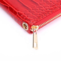 Pabrik Grosir Dompet Wanita Pola Buaya Logo Kustom Penutup Ritsleting Panjang Kulit Pu Dompet