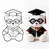 Boneka Teddy Wisuda Warna Kustom Grosir dengan Topi dan Jubah Isi Kapas Plush Mini Hadiah dengan Kacamata