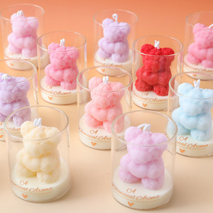 Heart Bear Shaped Scented <b>Candle</b> Glass Cup Rose Teddy Bear Soy Wax <b>Candle</b> For Valentine Gift Home Table Decor - Product Image 1