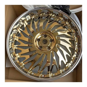 Cerchio in Lega di Alluminio Forgiato Personalizzato ad Alte Prestazioni, 22-28 Pollici, 2 Pezzi, Faccia Dorata, Bordi Cromati, Design Concavo Lucidato per Impala - Product Image 5