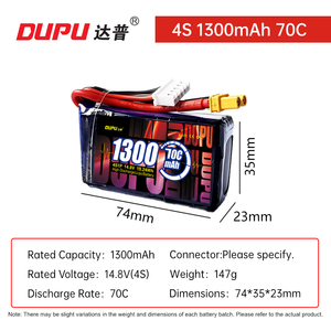 Batterie LiPo RC FPV DUPU en promotion – 2S, 3S, 4S, 6S, 1300 mAh, <span class=keywords><strong>70C</strong></span>, 7,4 V, 11,1 V, 14,8 V, 22,2 V, Soft Pack - Product Image 4