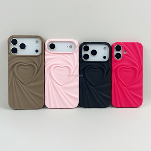 Custodia per telefono con cuore 3D custodia per telefono di lusso in TPU per iPhone 17 Pro Max 16 15 14 13 12 Cover di protezione in sicurezza a pieghe - Product Image 1