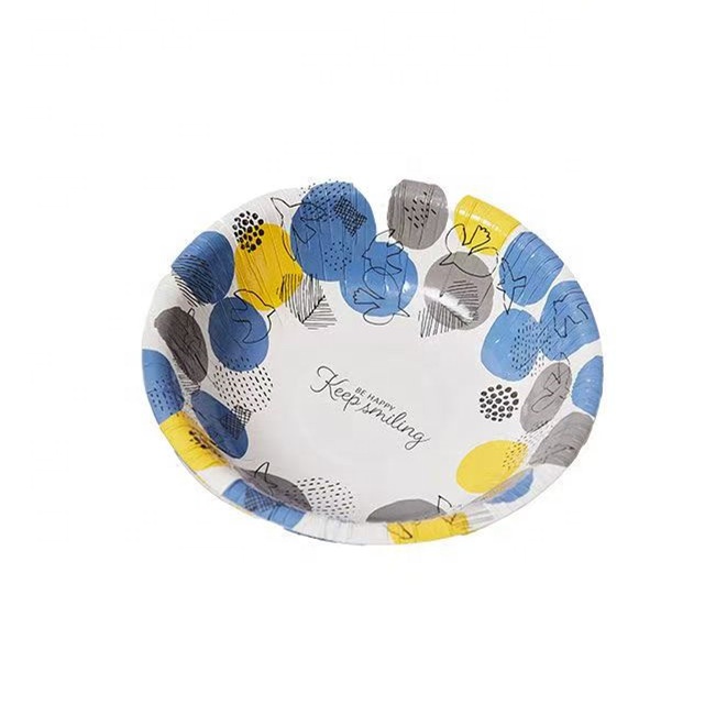 Make Custom Printed 7inch Paper Tray Disposable Deep Dish Bowl Round Dinner Plate