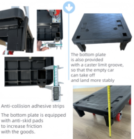 Chariot de manutention pliable à 6 roues en acier pour entrepôt, capacité 500 kg